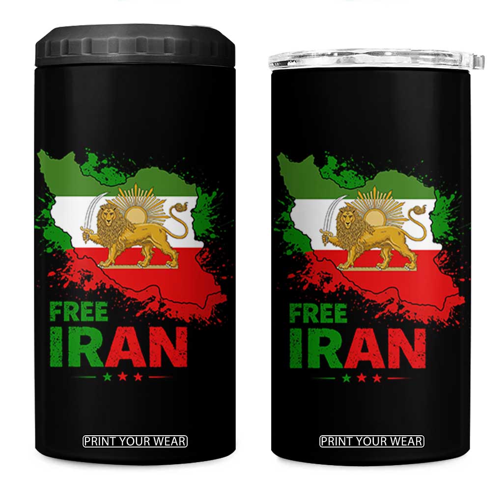 Free Iran Lion And Sun Map Graphic 4 in 1 Can Cooler Tumbler Persian Heritage Freedom Support TS02 One Size: 16 oz Black Print Your Wear