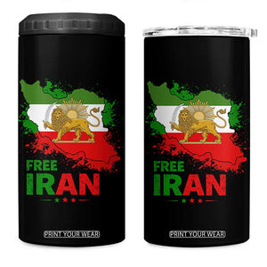 Free Iran Lion And Sun Map Graphic 4 in 1 Can Cooler Tumbler Persian Heritage Freedom Support TS02 One Size: 16 oz Black Print Your Wear