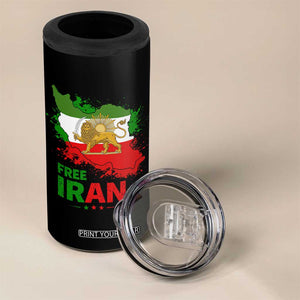 Free Iran Lion And Sun Map Graphic 4 in 1 Can Cooler Tumbler Persian Heritage Freedom Support TS02 Print Your Wear