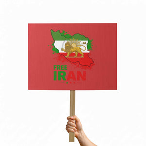 Free Iran Lion And Sun Map Graphic Protest Sign Persian Heritage Freedom Support TS02 Horizontal 18" × 24" Red Print Your Wear