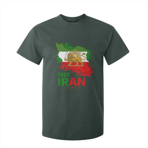 Free Iran Lion And Sun Map Graphic T Shirt For Kid Persian Heritage Freedom Support TS02 Dark Forest Green Print Your Wear