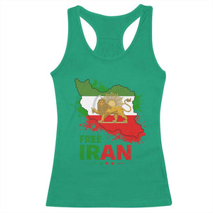 Free Iran Lion And Sun Map Graphic Racerback Tank Top Persian Heritage Freedom Support TS02 Irish Green Print Your Wear