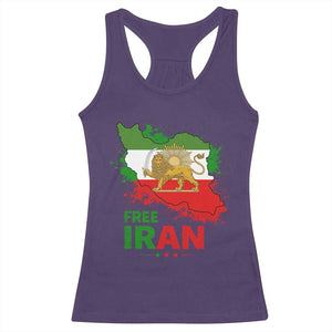 Free Iran Lion And Sun Map Graphic Racerback Tank Top Persian Heritage Freedom Support TS02 Purple Print Your Wear