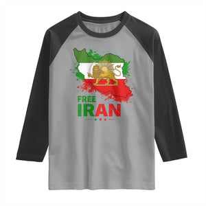 Free Iran Lion And Sun Map Graphic Raglan Shirt Persian Heritage Freedom Support TS02 Sport Gray Black Print Your Wear