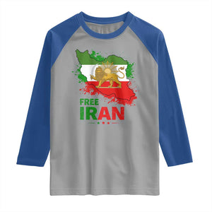 Free Iran Lion And Sun Map Graphic Raglan Shirt Persian Heritage Freedom Support TS02 Sport Gray Royal Print Your Wear