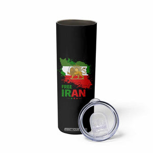 Free Iran Lion And Sun Map Graphic Skinny Tumbler Persian Heritage Freedom Support TS02 Print Your Wear