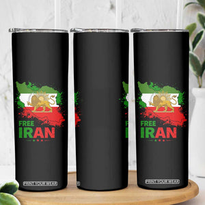 Free Iran Lion And Sun Map Graphic Skinny Tumbler Persian Heritage Freedom Support TS02 Print Your Wear