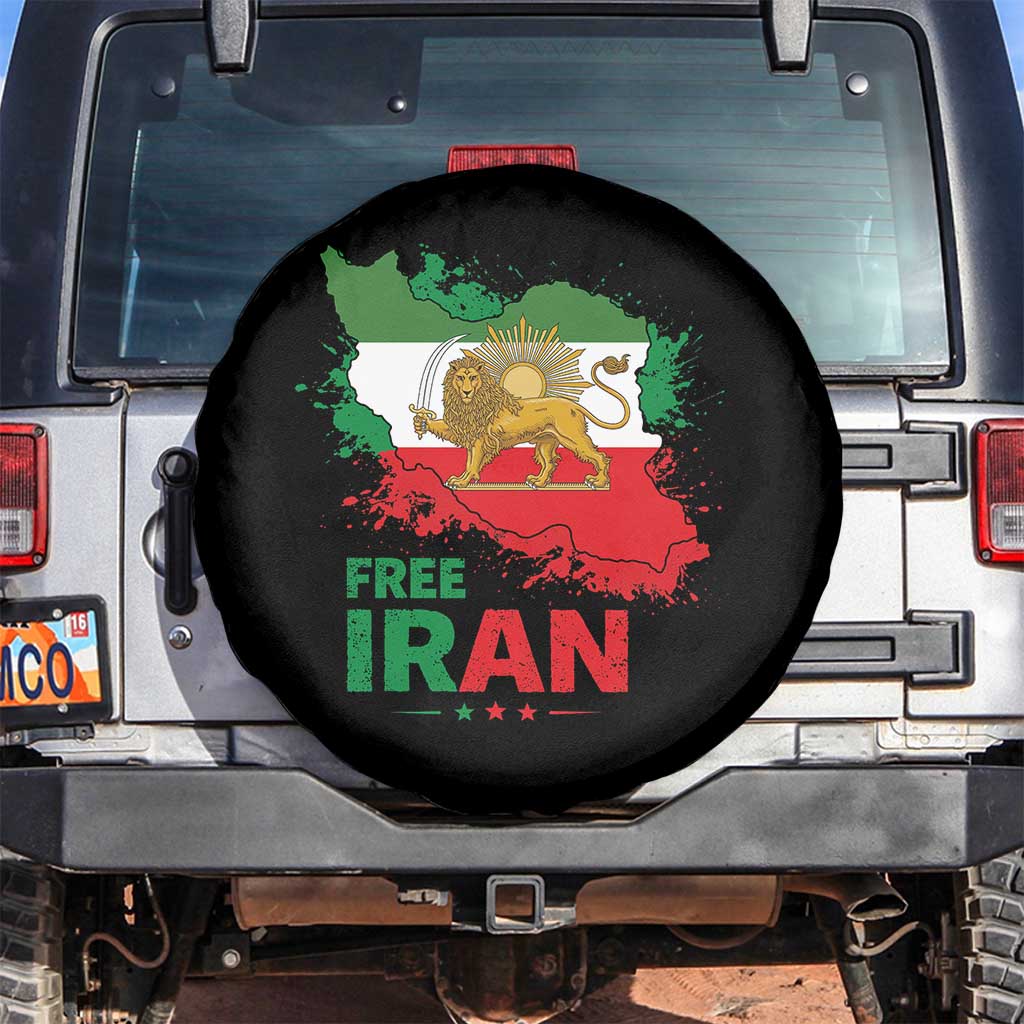 Free Iran Lion And Sun Map Graphic Spare Tire Cover Persian Heritage Freedom Support TS02 No hole Black Print Your Wear