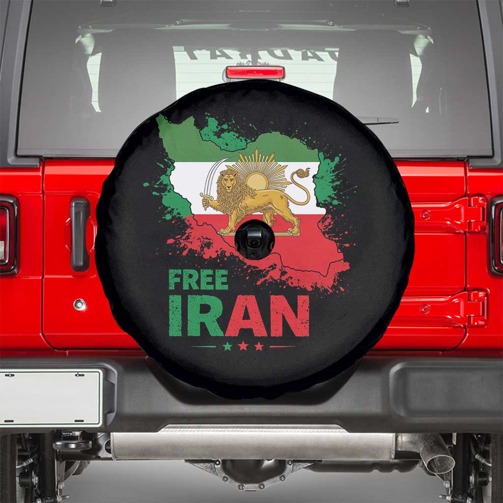 Free Iran Lion And Sun Map Graphic Spare Tire Cover Persian Heritage Freedom Support TS02 Black Print Your Wear