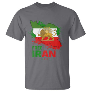 Free Iran Lion And Sun Map Graphic T Shirt Persian Heritage Freedom Support TS02 Charcoal Print Your Wear