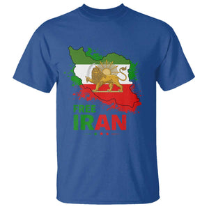 Free Iran Lion And Sun Map Graphic T Shirt Persian Heritage Freedom Support TS02 Royal Blue Print Your Wear