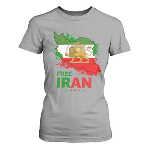 Free Iran Lion And Sun Map Graphic T Shirt For Women Persian Heritage Freedom Support TS02 Sport Gray Print Your Wear
