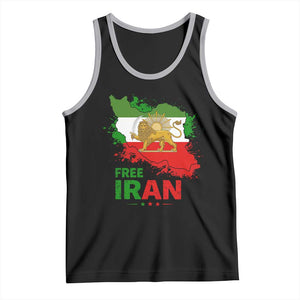 Free Iran Lion And Sun Map Graphic Tank Top Persian Heritage Freedom Support TS02 Black Athletic Heather Print Your Wear