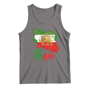 Free Iran Lion And Sun Map Graphic Tank Top Persian Heritage Freedom Support TS02 Deep Heather Print Your Wear