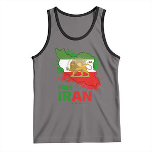 Free Iran Lion And Sun Map Graphic Tank Top Persian Heritage Freedom Support TS02 Deep Heather Black Print Your Wear