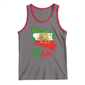 Free Iran Lion And Sun Map Graphic Tank Top Persian Heritage Freedom Support TS02 Deep Heather Red Print Your Wear