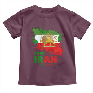 Free Iran Lion And Sun Map Graphic Toddler T Shirt Persian Heritage Freedom Support TS02 Maroon Print Your Wear