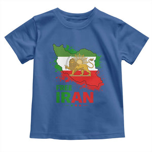 Free Iran Lion And Sun Map Graphic Toddler T Shirt Persian Heritage Freedom Support TS02 Royal Blue Print Your Wear