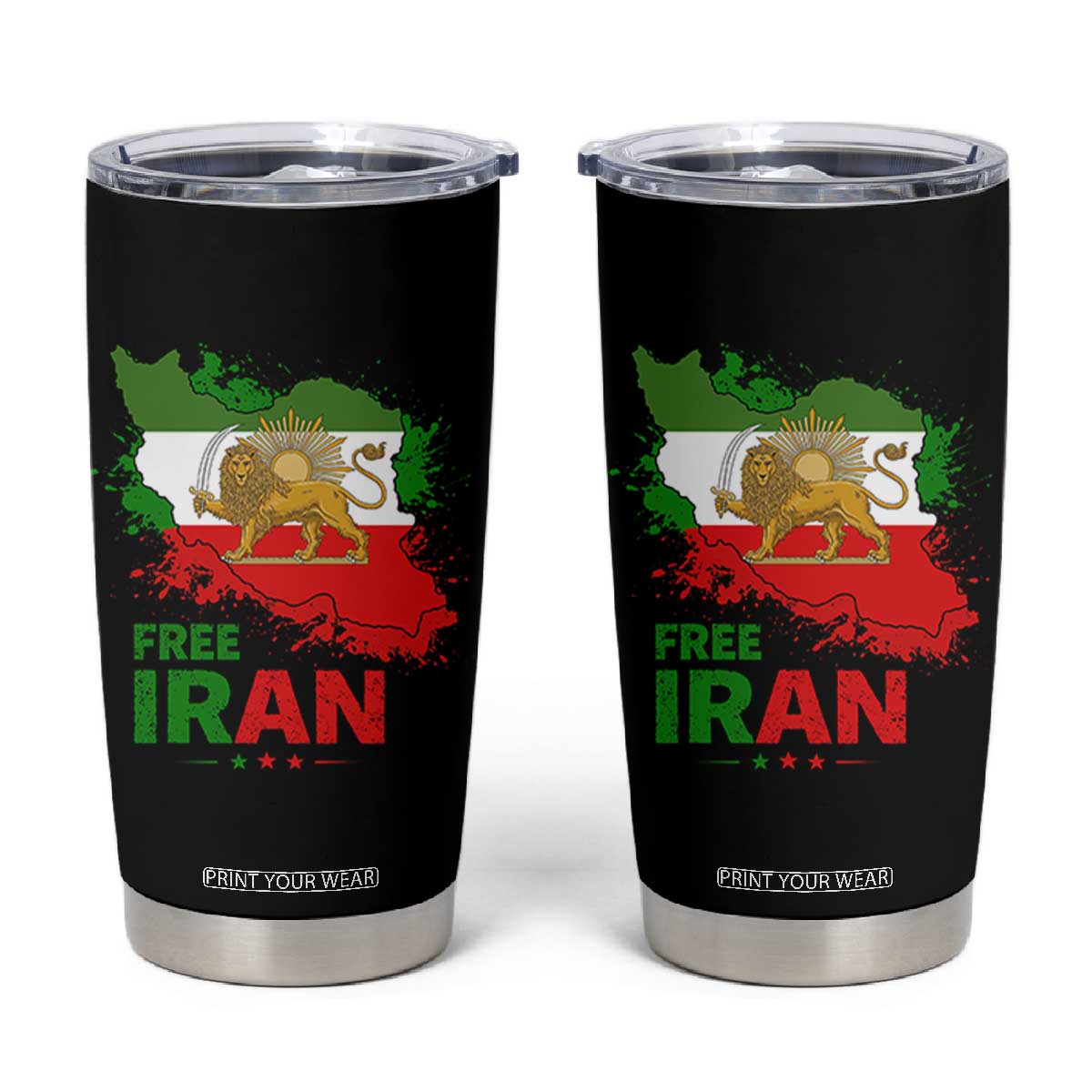Free Iran Lion And Sun Map Graphic Tumbler Cup Persian Heritage Freedom Support TS02 Black Print Your Wear