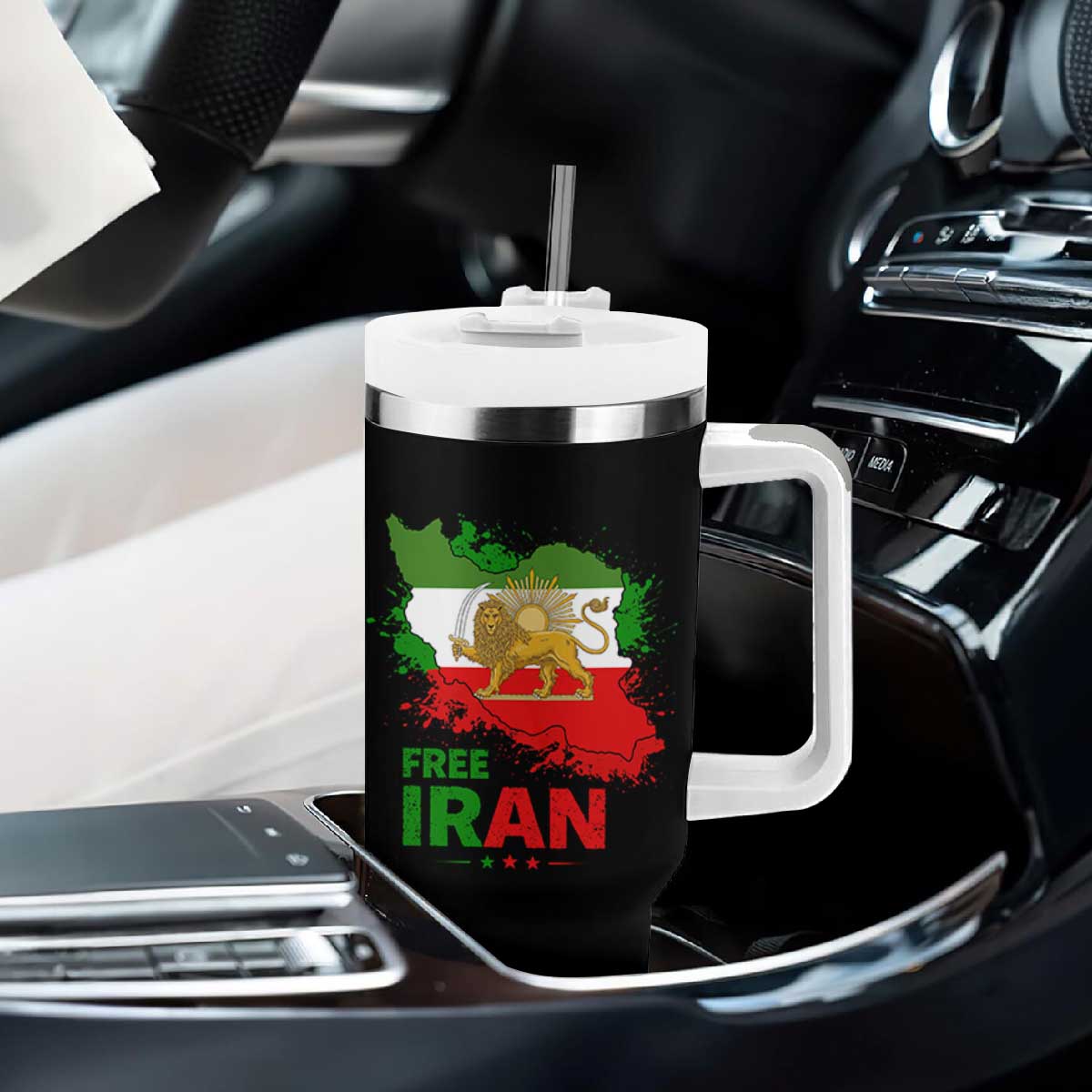 Free Iran Lion And Sun Map Graphic Tumbler With Handle Persian Heritage Freedom Support TS02 Print Your Wear
