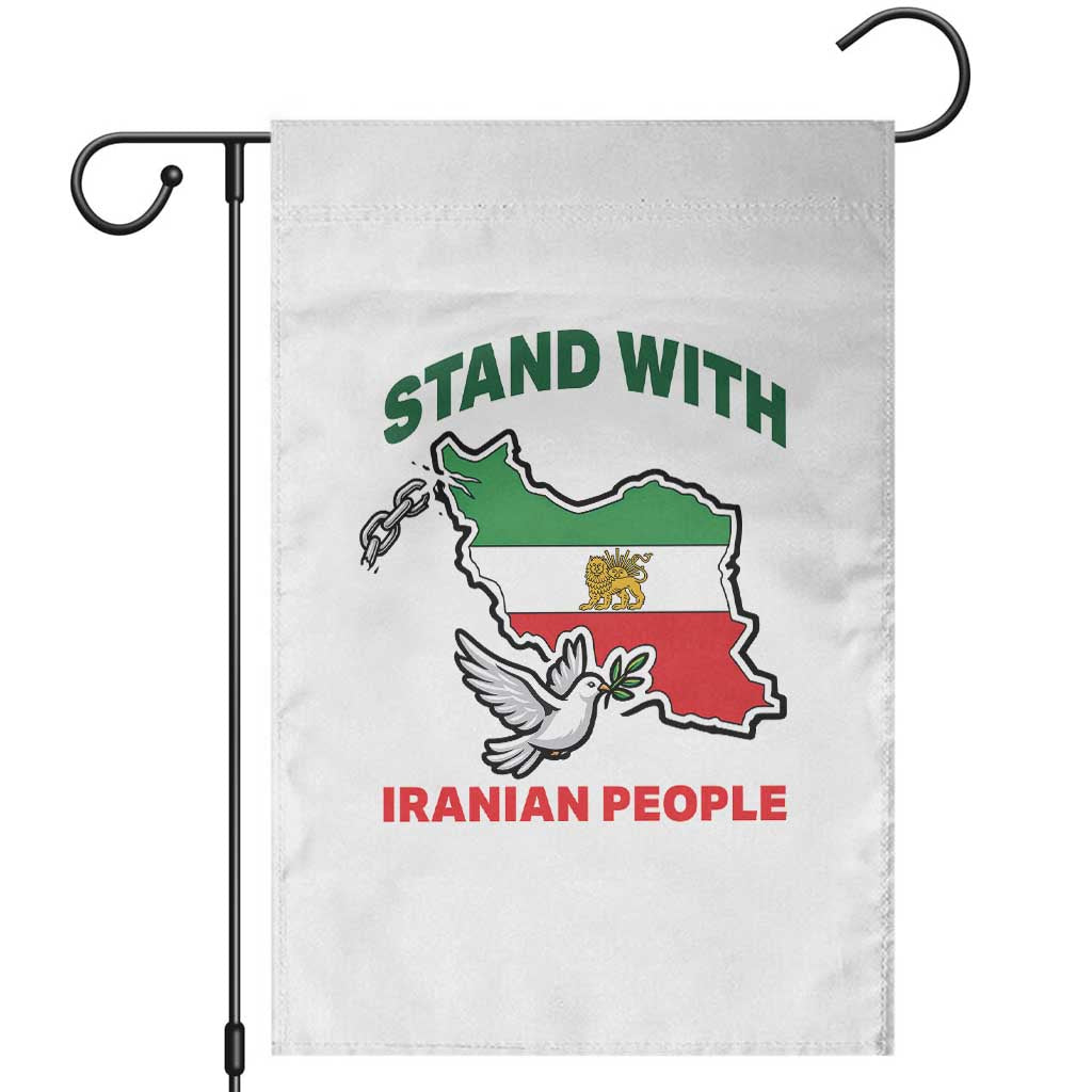 Stand With Iranian People Peace Dove Garden Flag Iran Map Flag Freedom Human Rights Support TS02 White Print Your Wear
