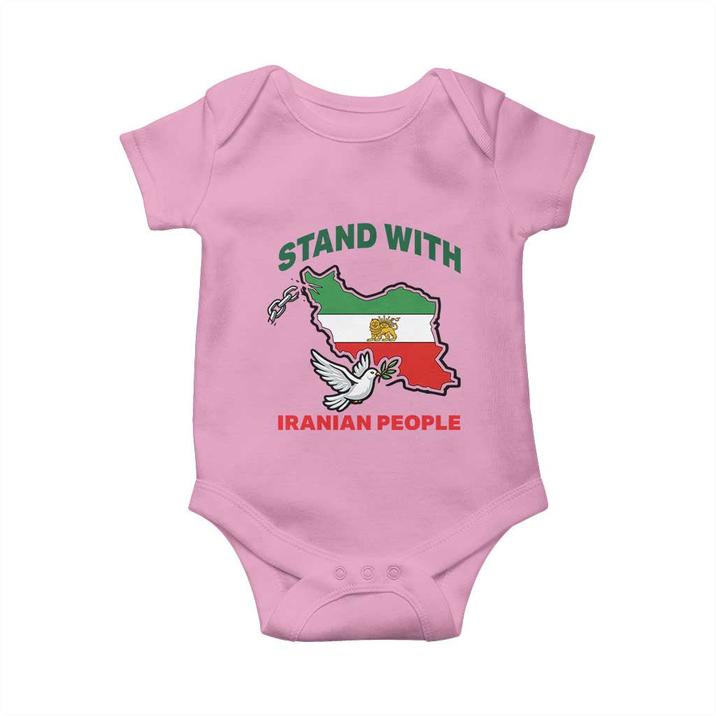 Stand With Iranian People Peace Dove Baby Onesie Iran Map Flag Freedom Human Rights Support TS02 Light Pink Print Your Wear