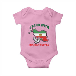 Stand With Iranian People Peace Dove Baby Onesie Iran Map Flag Freedom Human Rights Support TS02 Light Pink Print Your Wear