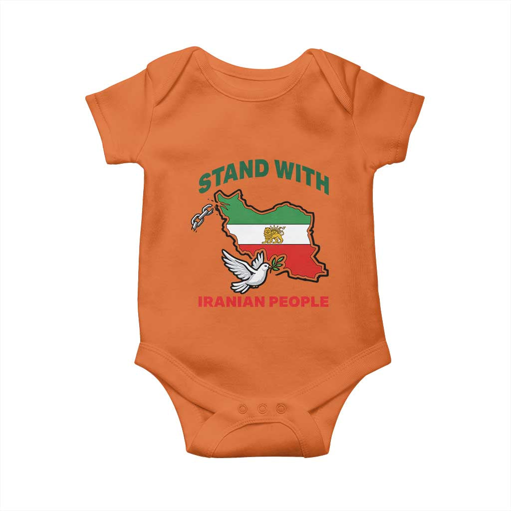 Stand With Iranian People Peace Dove Baby Onesie Iran Map Flag Freedom Human Rights Support TS02 Orange Print Your Wear