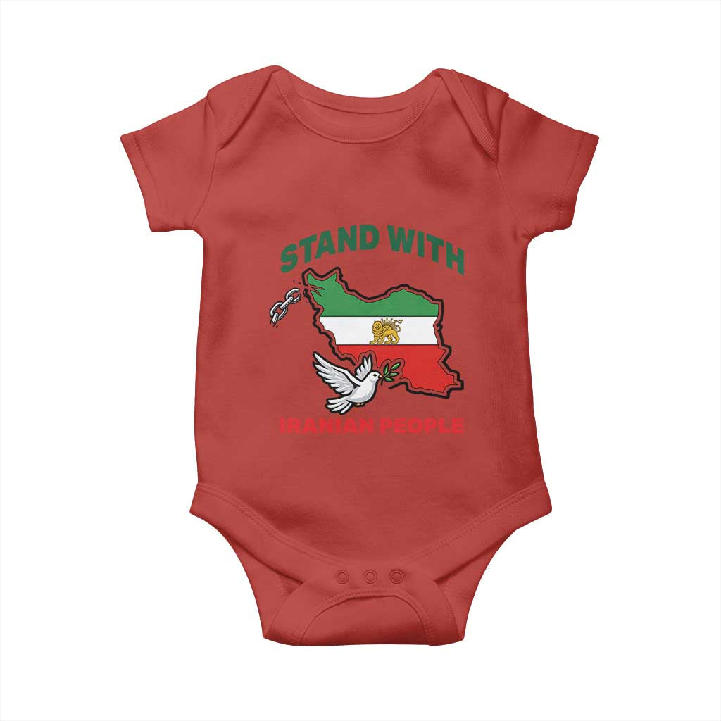 Stand With Iranian People Peace Dove Baby Onesie Iran Map Flag Freedom Human Rights Support TS02 Red Print Your Wear