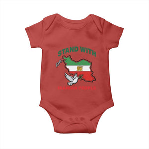 Stand With Iranian People Peace Dove Baby Onesie Iran Map Flag Freedom Human Rights Support TS02 Red Print Your Wear