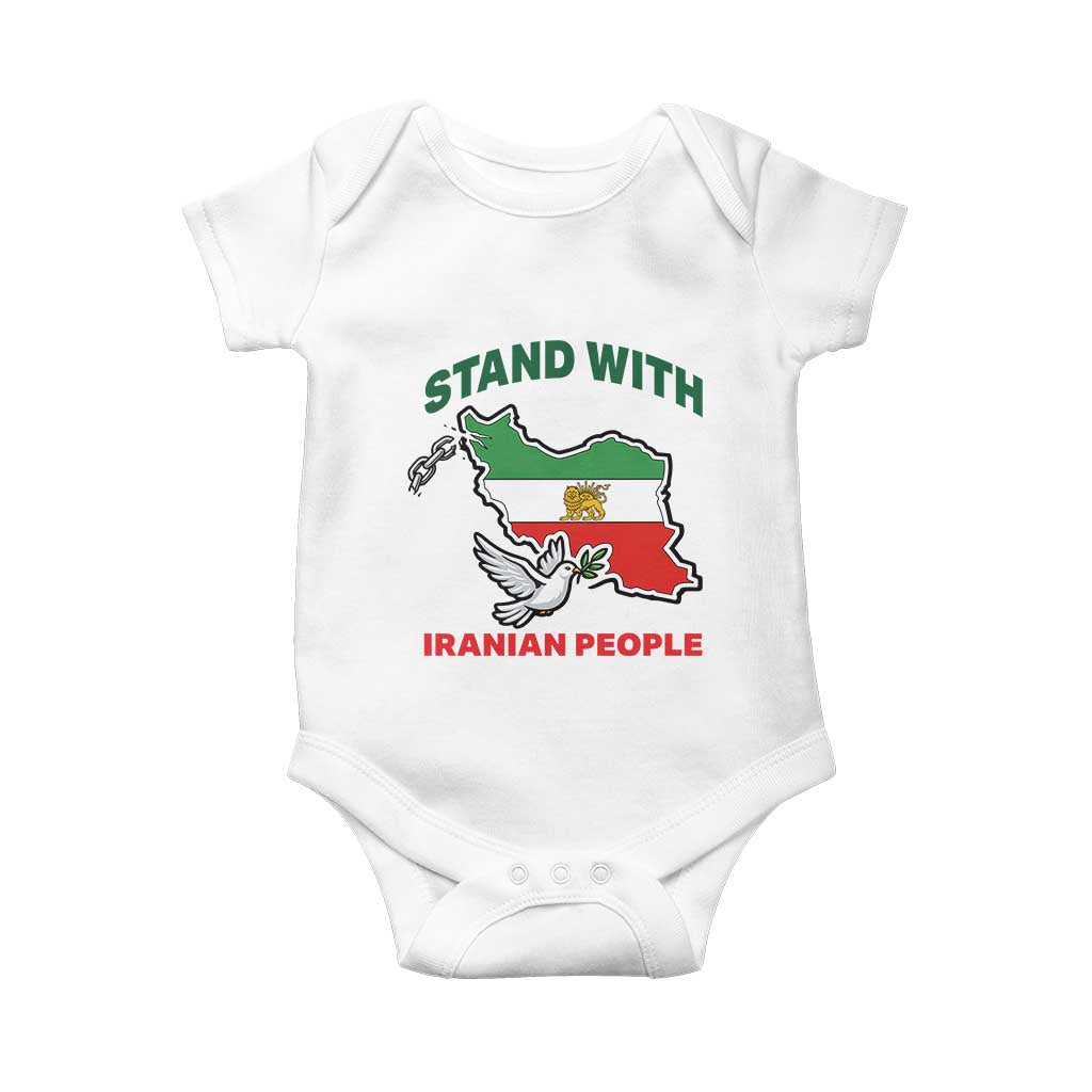 Stand With Iranian People Peace Dove Baby Onesie Iran Map Flag Freedom Human Rights Support TS02 White Print Your Wear