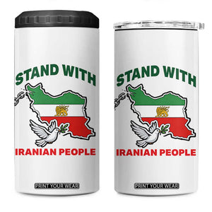 Stand With Iranian People Peace Dove 4 in 1 Can Cooler Tumbler Iran Map Flag Freedom Human Rights Support TS02 One Size: 16 oz White Print Your Wear