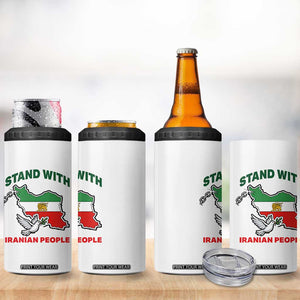Stand With Iranian People Peace Dove 4 in 1 Can Cooler Tumbler Iran Map Flag Freedom Human Rights Support TS02 Print Your Wear