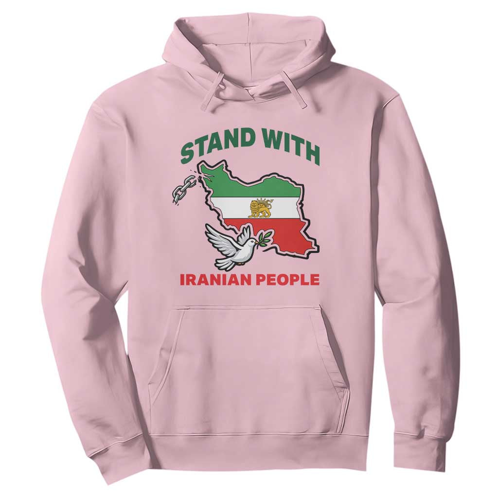 Stand With Iranian People Peace Dove Hoodie Iran Map Flag Freedom Human Rights Support TS02 Light Pink Print Your Wear