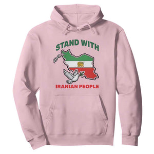 Stand With Iranian People Peace Dove Hoodie Iran Map Flag Freedom Human Rights Support TS02 Light Pink Print Your Wear