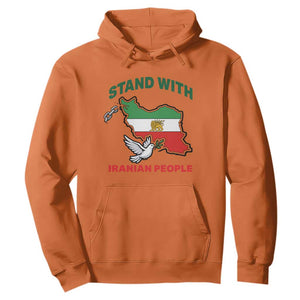 Stand With Iranian People Peace Dove Hoodie Iran Map Flag Freedom Human Rights Support TS02 Orange Print Your Wear