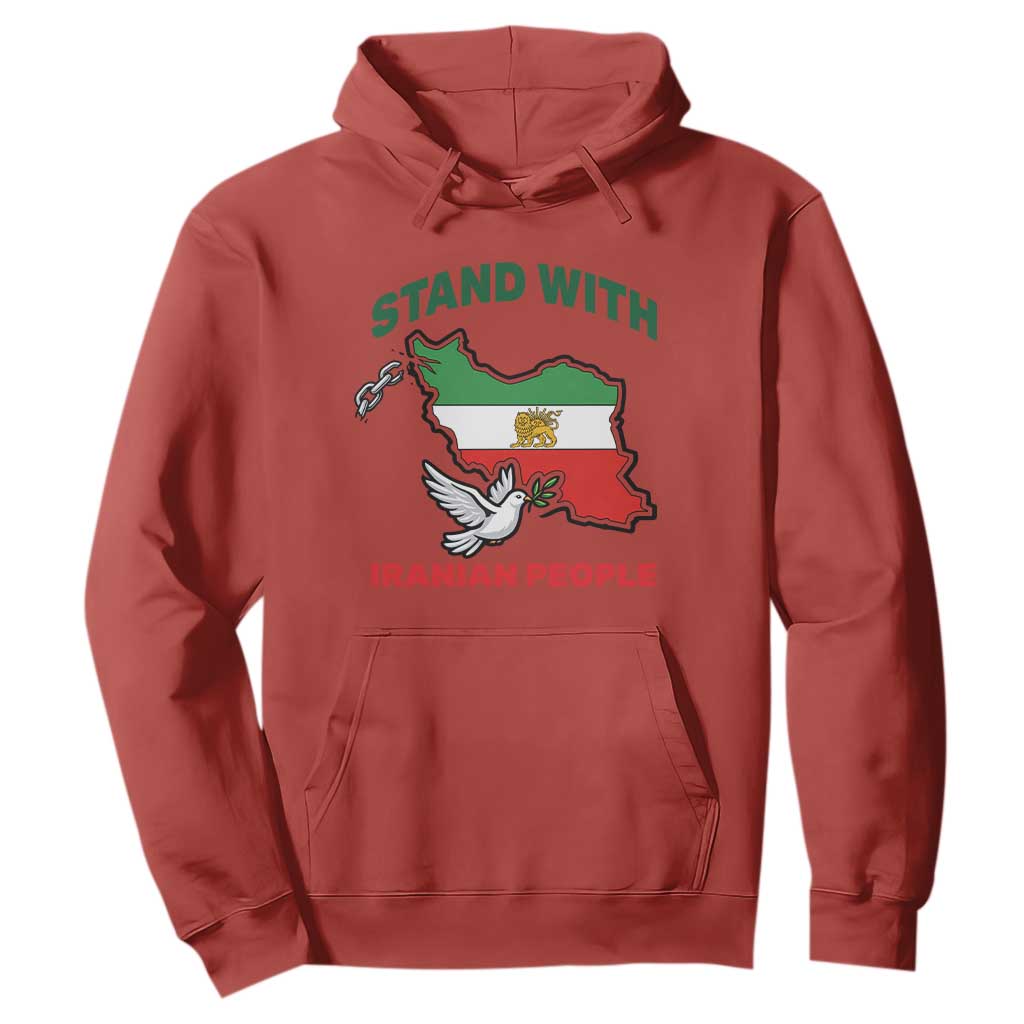 Stand With Iranian People Peace Dove Hoodie Iran Map Flag Freedom Human Rights Support TS02 Red Print Your Wear