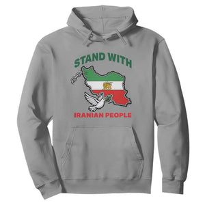 Stand With Iranian People Peace Dove Hoodie Iran Map Flag Freedom Human Rights Support TS02 Sport Gray Print Your Wear