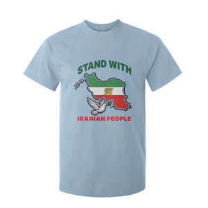 Stand With Iranian People Peace Dove T Shirt For Kid Iran Map Flag Freedom Human Rights Support TS02 Light Blue Print Your Wear
