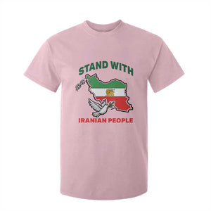 Stand With Iranian People Peace Dove T Shirt For Kid Iran Map Flag Freedom Human Rights Support TS02 Light Pink Print Your Wear