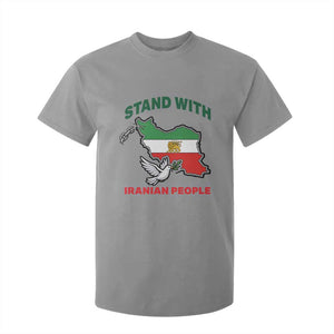 Stand With Iranian People Peace Dove T Shirt For Kid Iran Map Flag Freedom Human Rights Support TS02 Sport Gray Print Your Wear