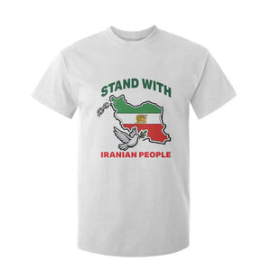 Stand With Iranian People Peace Dove T Shirt For Kid Iran Map Flag Freedom Human Rights Support TS02 White Print Your Wear