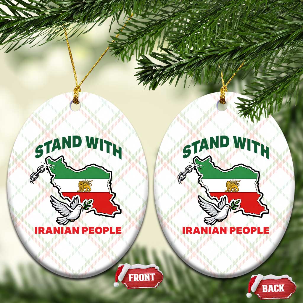 Stand With Iranian People Peace Dove Ceramic Ornament Iran Map Flag Freedom Human Rights Support TS02 Print Your Wear