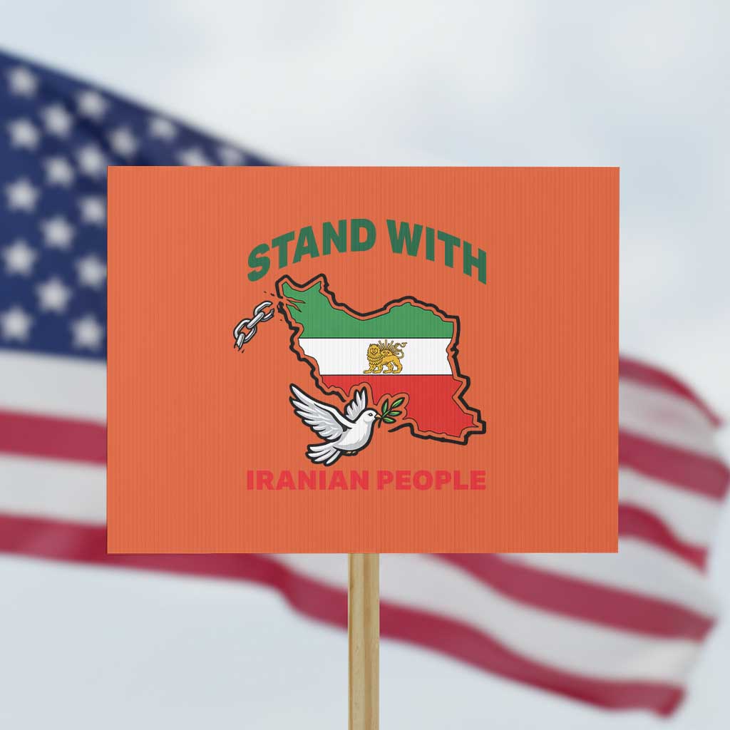 Stand With Iranian People Peace Dove Protest Sign Iran Map Flag Freedom Human Rights Support TS02 Horizontal 18