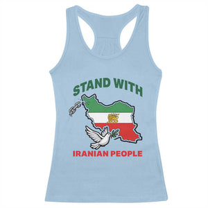 Stand With Iranian People Peace Dove Racerback Tank Top Iran Map Flag Freedom Human Rights Support TS02 Light Blue Print Your Wear