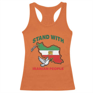 Stand With Iranian People Peace Dove Racerback Tank Top Iran Map Flag Freedom Human Rights Support TS02 Orange Print Your Wear