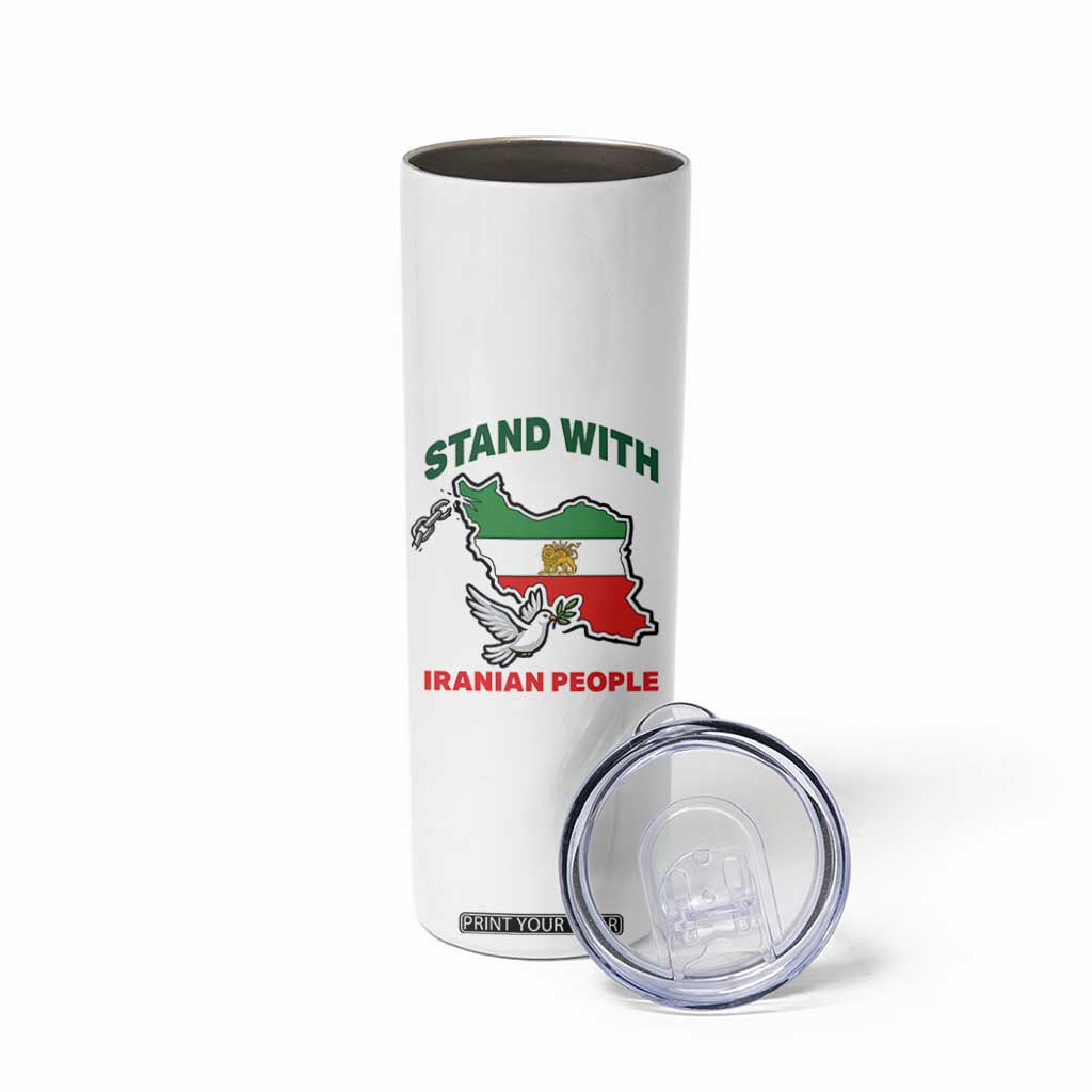 Stand With Iranian People Peace Dove Skinny Tumbler Iran Map Flag Freedom Human Rights Support TS02 Print Your Wear