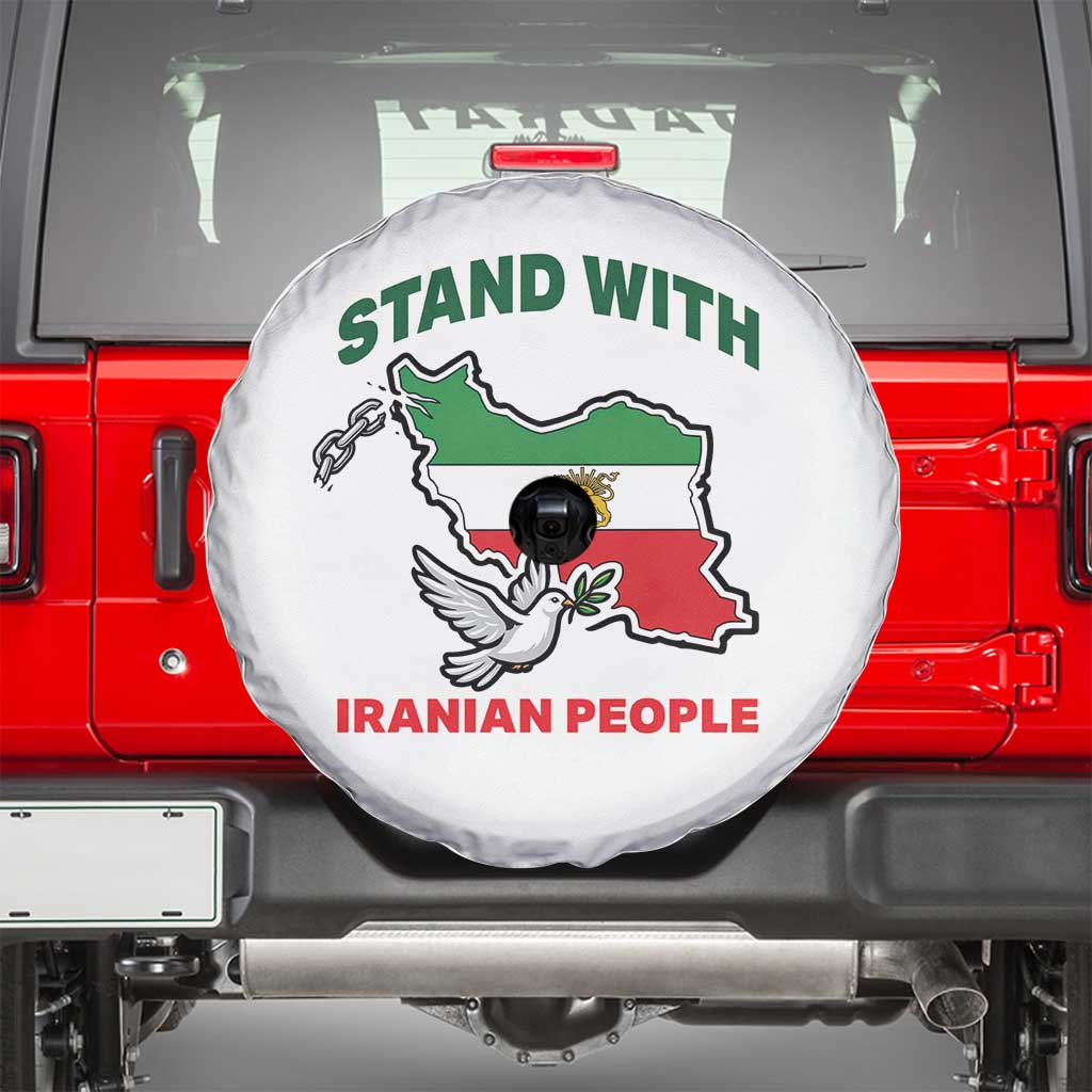 Stand With Iranian People Peace Dove Spare Tire Cover Iran Map Flag Freedom Human Rights Support TS02 White Print Your Wear