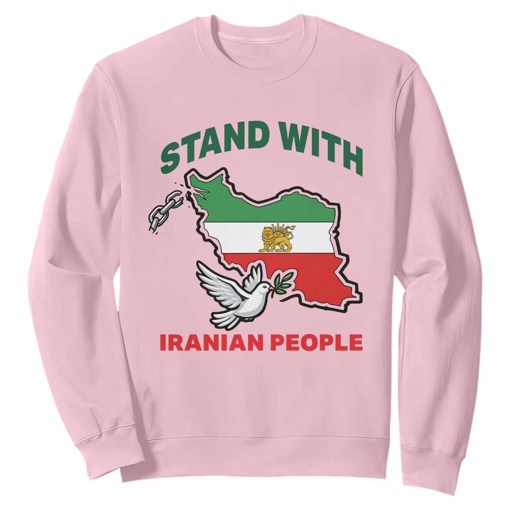 Stand With Iranian People Peace Dove Sweatshirt Iran Map Flag Freedom Human Rights Support TS02 Light Pink Print Your Wear