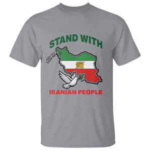 Stand With Iranian People Peace Dove T Shirt Iran Map Flag Freedom Human Rights Support TS02 Sport Gray Print Your Wear